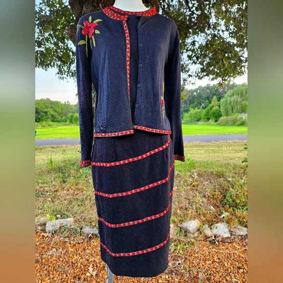 Silk Club Beaded 3pc Skirt & Sweater Set - Picture 16 of 16